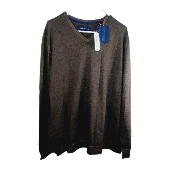 Tommy Bahama Men's Brown Magic Sand Merino Wool V-Neck Sweater Size XL